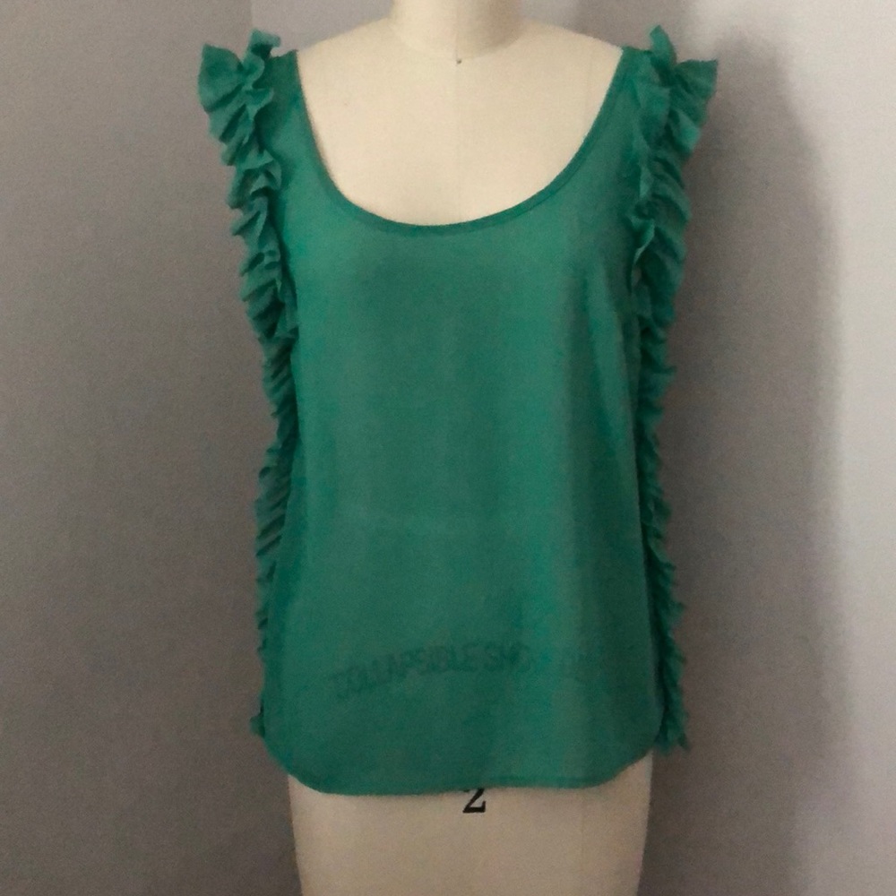 Green Sheer statement Shoulder sleeveless top